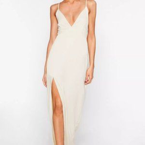 NWT Nasty Gal Look At You Satin Maxi Dress, US 8, Ivory